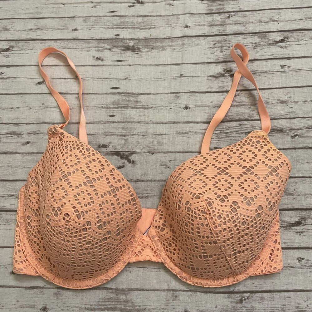 Victoria's Secret Womens Bra Lined Perfect Coverage Sz 34DD Orange Underwire